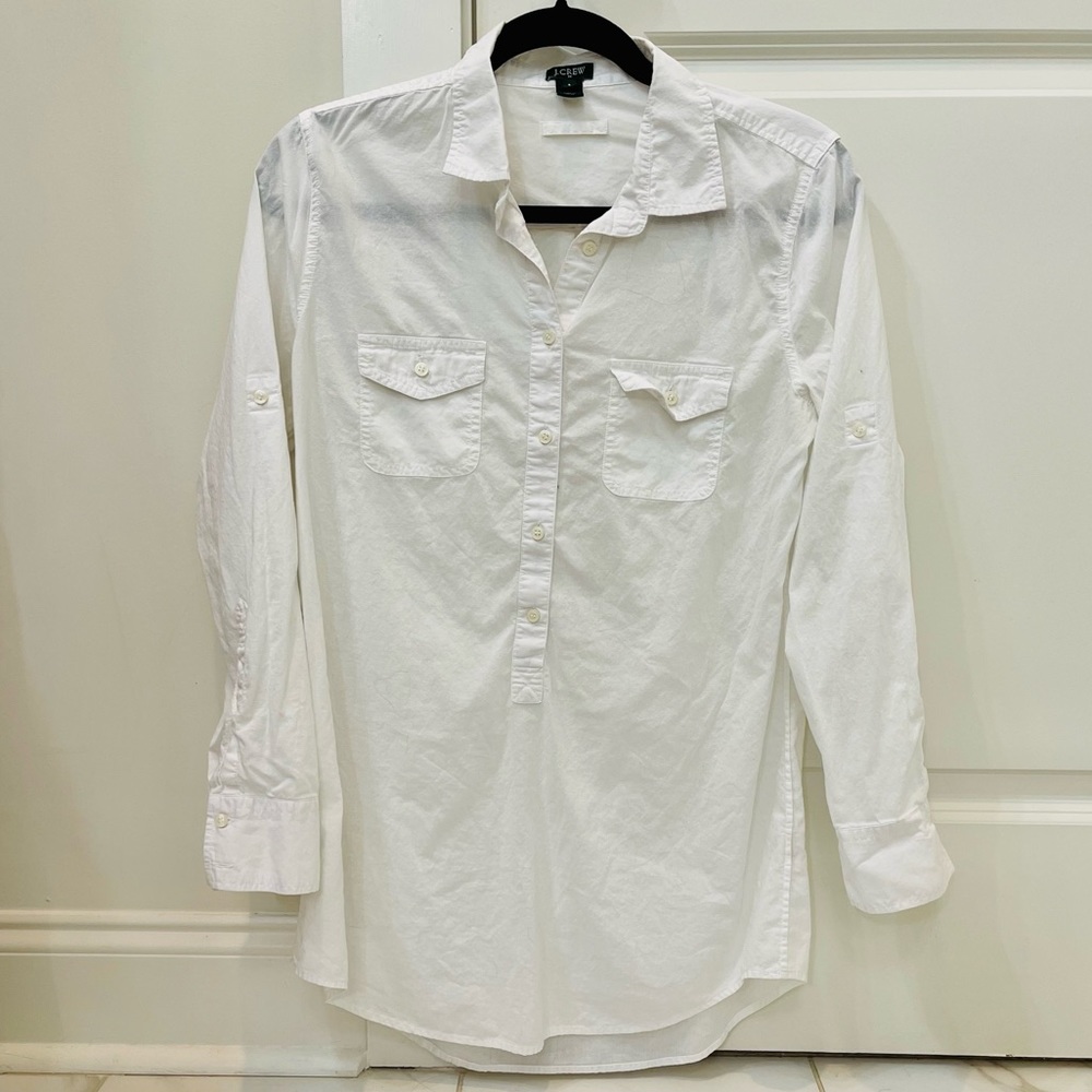 J. Crew White Cotton Popover Tunic - size small